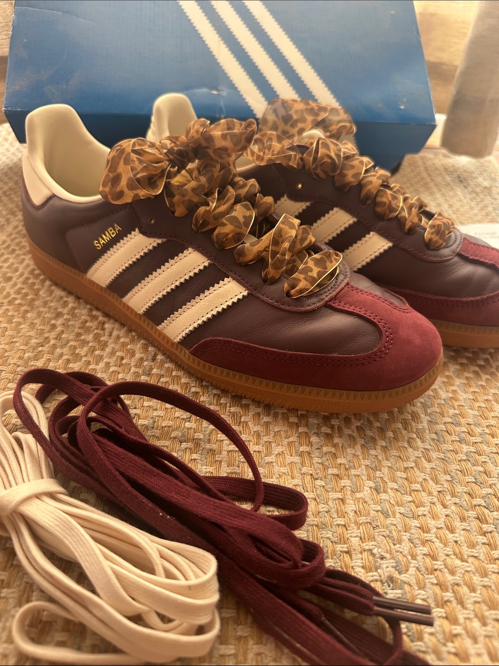 Adidas Samba OG Maroon Gold Metallic with Gum Sole